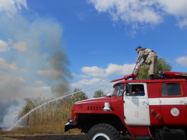 Возле Голой Пристани спасатели ликвидировали возгорание сухой травы