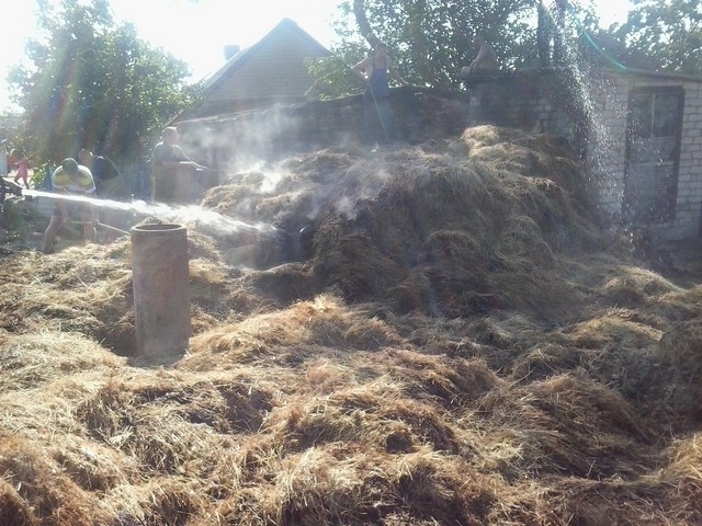 В Тягинке пожарные потушили горящее сено