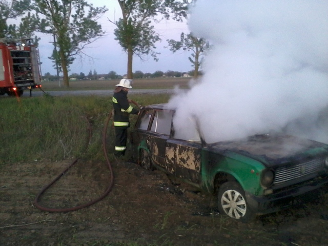 Утром под Голой Пристанью горел автомобиль