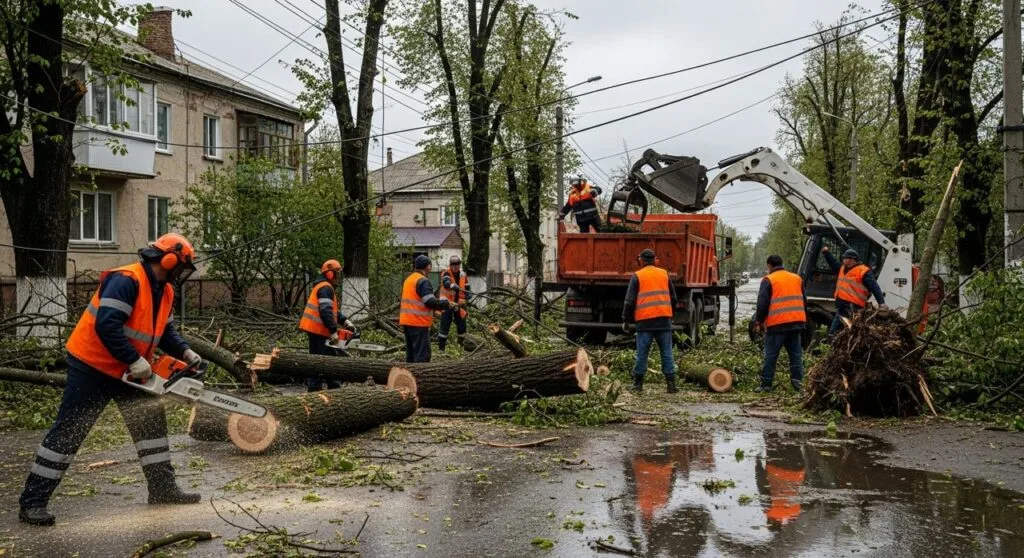 У Херсоні вітер повалив дерева: комунальники розчистили вулиці