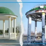 Зруйнована будівля в Голій Пристані, Херсонська область, на тлі похмурого неба