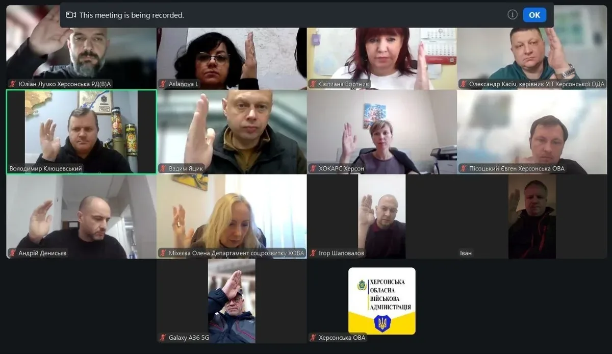 Засідання гуманітарного штабу Херсонської ОВА, обговорення розподілу допомоги 1
