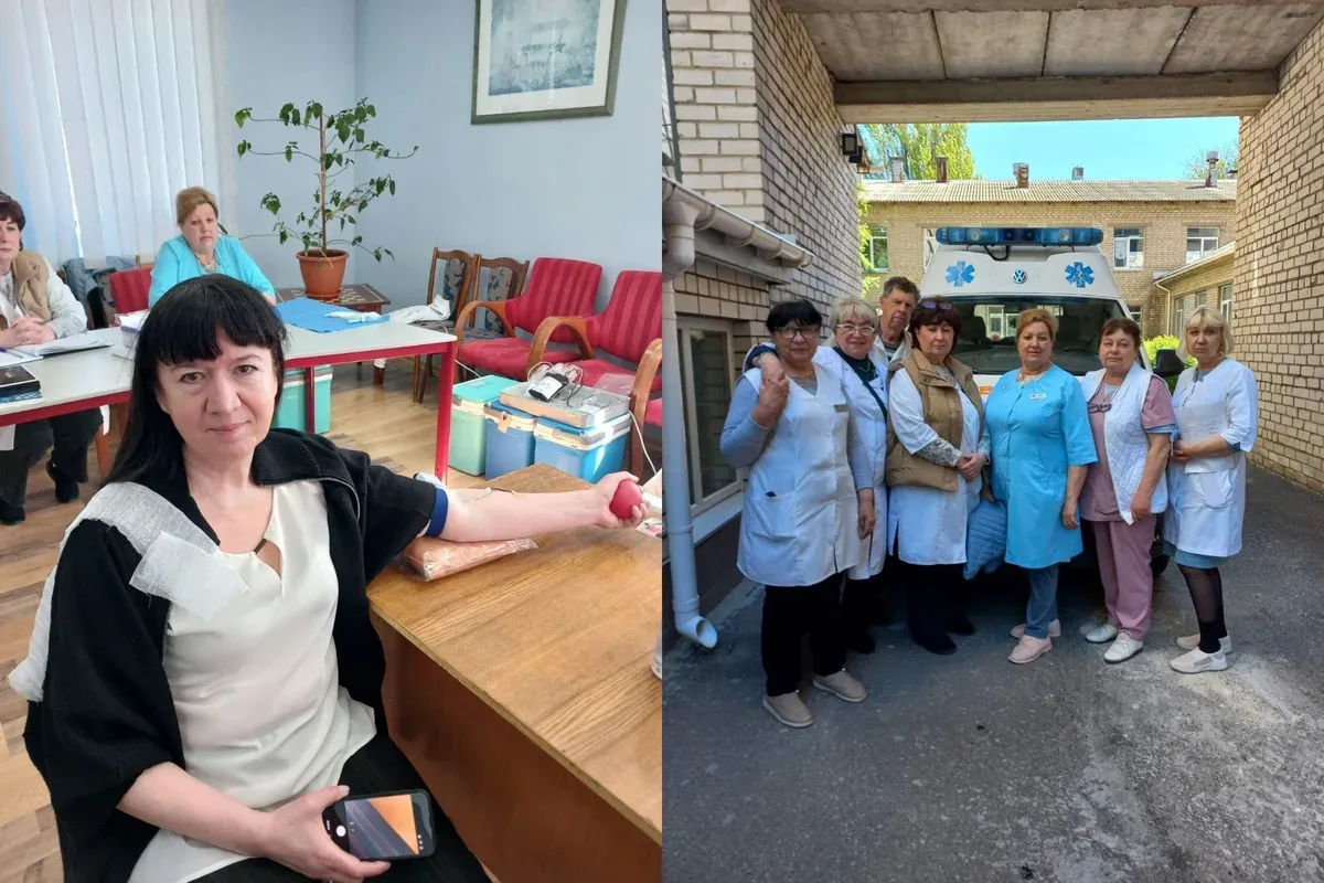 Медики Херсона під час акції з донорства крові, здають кров для потреб лікарень. 4