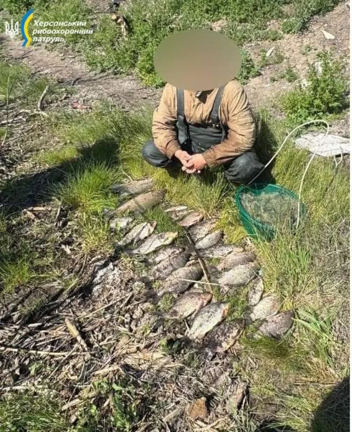 Інспектори Херсонського рибоохоронного патруля вилучають незаконні рибальські сітки та улов браконьєрів під час рейду. 2