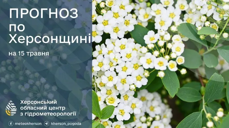 Погода на 15 травня на Херсонщині: без опадів, вдень до +23°