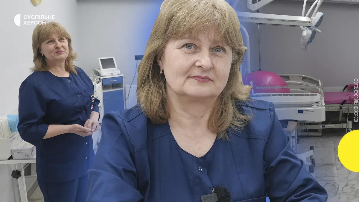 Старша акушерка Херсонського перинатального центру Людмила Логвиненко, яка продовжує працювати в місті. 5