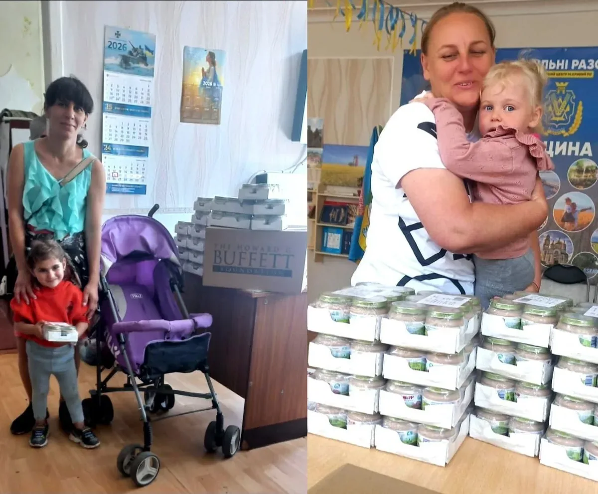 Волонтери передають пакунки дитячого харчування родинам переселенців з Херсонщини в Кривому Розі 1