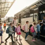 Група дітей з Херсона відправляється на відпочинок до Карпат, поруч дорослі та автобус