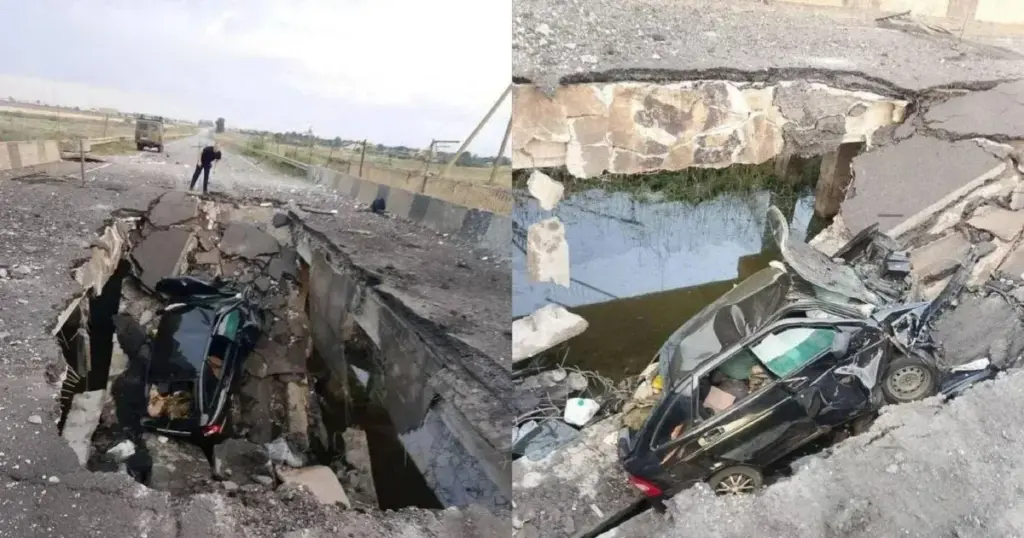 Частина Генічеського мосту обвалилась: у діру впав автомобіль