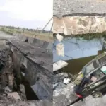 Частина Генічеського мосту обвалилась, автомобіль впав у провалля