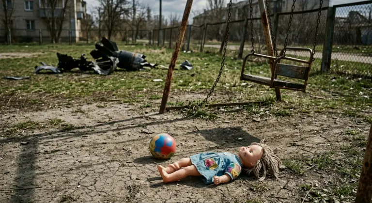 Порожній дитячий майданчик як символ війни на Херсонщині 2026