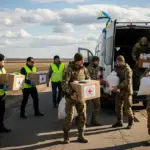 Представники Голопристанської громади передають допомогу українським Силам оборони.