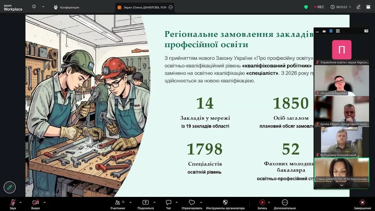 Засідання Регіональної ради професійної освіти Херсонської ОДА щодо формування регіонального замовлення на фахівців. 1