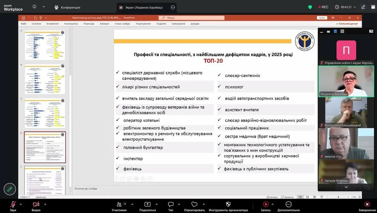 Засідання Регіональної ради професійної освіти Херсонської ОДА щодо формування регіонального замовлення на фахівців. 3
