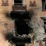 Зруйноване житло в Херсоні, за яке мешканці отримують компенсації, на тлі пошкоджених будівель