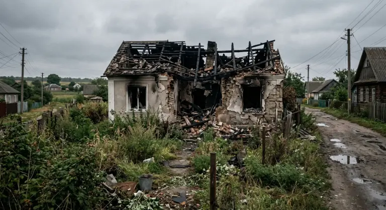 Пошкоджений будинок у передмісті Херсона після дронового удару 2026