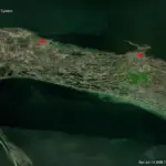 Супутниковий знімок масштабної пожежі на Кінбурнському півострові, що охопила лісові та степові зони