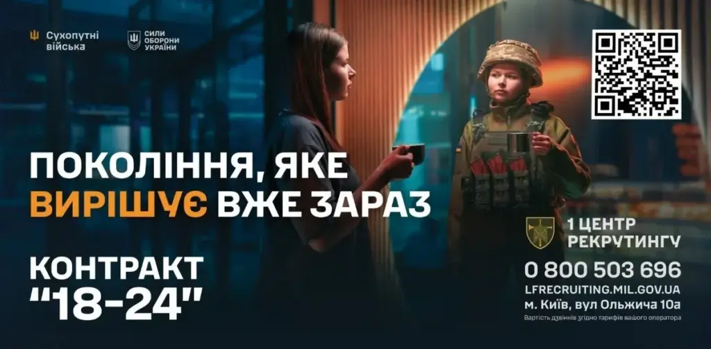 Обери підрозділ та спеціальність: «Контракт 18–24» для молоді