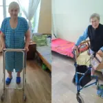 Олександр Завацький передає допоміжні засоби для реабілітації переселенцям з Чаплинської громади.