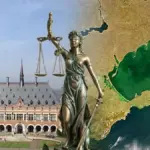 Карта Азовського моря з позначенням Херсонської області та Керченської протоки