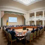 Прем'єр-міністерка Юлія Свириденко та керівник Офісу Президента Кирило Буданов на нараді щодо допомоги прифронтовим територіям.