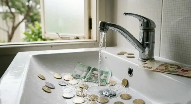 Кран з водою і гривні за комунальні послуги - тарифи на воду в Херсоні 2026