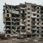 Рятувальники працюють на місці обстрілу будинку в Корабельному районі Херсона