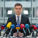 Віктор Микита, заступник Керівника Офісу Президента України, виступає з промовою про стандарти дитячого відпочинку