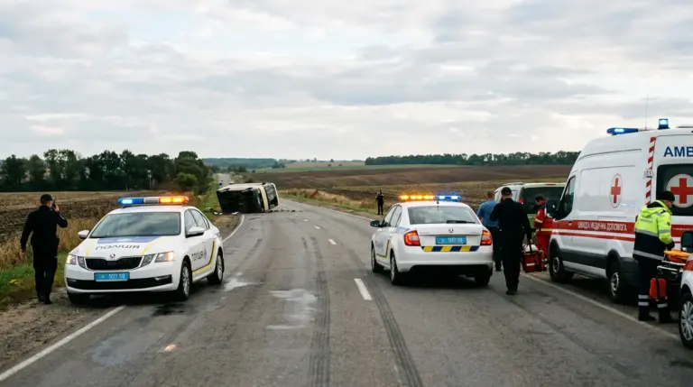 Аварійні служби на трасі Одеса-Київ після зіткнення вантажівки і маршрутки