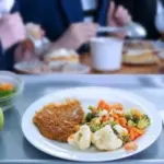 Діти за столом у шкільній їдальні під час обіду.