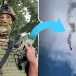 Поліцейський готується до збиття ворожого дрона в Херсоні, на фоні пошкоджених будівель 4