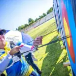 Анастасія Павлова, спортсменка з Нової Каховки, під час змагань зі стрільби з лука на Кубку світу