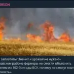 Палаючі поля на Херсонщині, які окупанти приписують ЗСУ, насправді є результатом їхніх обстрілів.