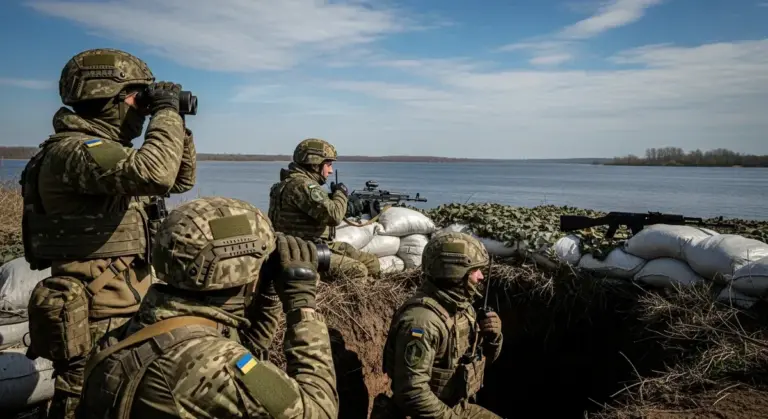 Українські військові на позиціях біля річки Дніпро, контроль лівого берега