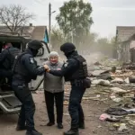Поліцейські на броньованому автомобілі евакуюють жінку з небезпечної зони на Херсонщині