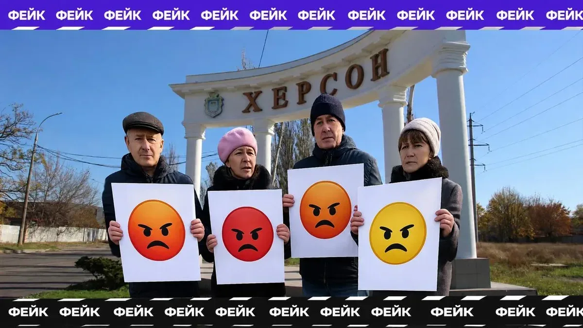 Скріншот російської пропагандистської публікації про нібито антиукраїнські протести в Херсоні. 2
