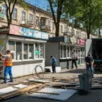 Схема демонтажу незаконних споруд у Херсоні, на якій позначено кіоски та літній майданчик, що підлягають знесенню