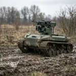 Наземний роботизований комплекс на позиції під час бойового завдання