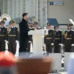 Президент Володимир Зеленський виступає під час заходів, присвячених Дню Української Державності та Дню хрещення Київської Русі – України.
