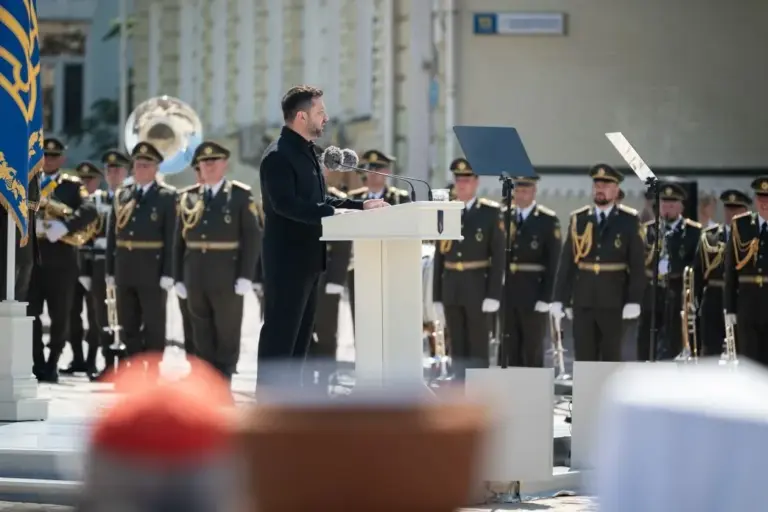 Президент Володимир Зеленський виступає під час заходів, присвячених Дню Української Державності та Дню хрещення Київської Русі – України.