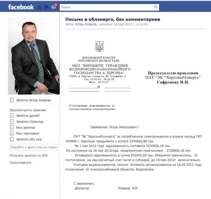 Козаков клянется, что платит “Херсоноблэнерго”