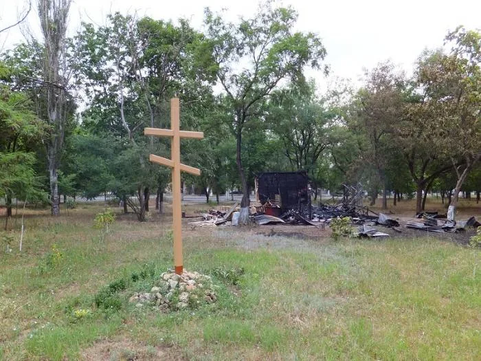 В Херсоне ночью неизвестные сожгли церковь