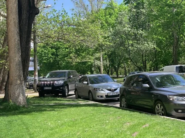В Херсоне авто паркуются прямо на газонах