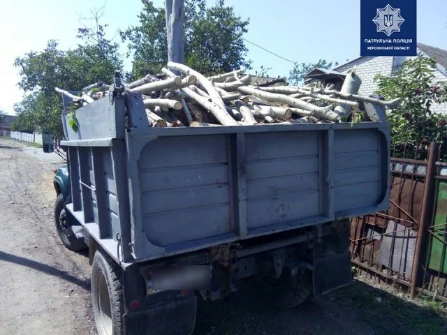 Патрульные задержали грузовик с подозрительной древесиной в пригороде Херсона