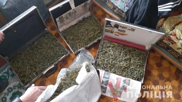 Бериславские полицейские изъяли три чемодана с наркотиками у местного жителя