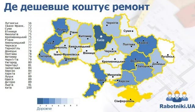 Херсонщина – на седьмом месте по дороговизне домашнего ремонта