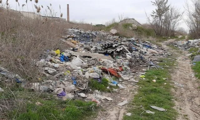 В Херсоне возле Днепра образовалась свалка