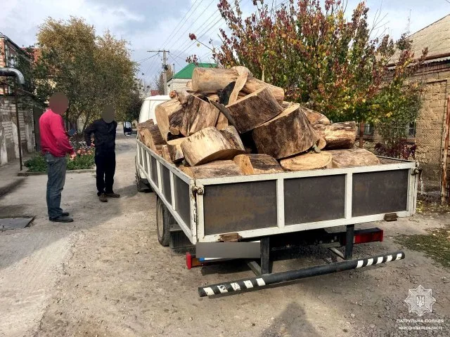 Херсонские патрульные полицейские задержали “Газель” с подозрительными дровами