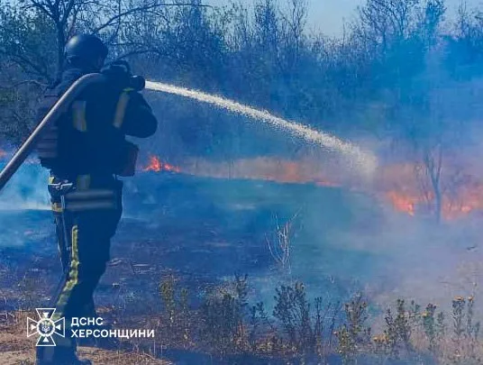 Вогнеборці продовжують боротися з пожежами в екосистемах Херсонщини
